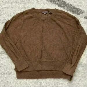 Brown Crewneck Sweater with Ribbed Cuffs